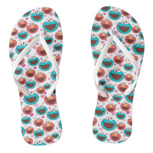 Elmo & Cookie Monster  Patroon voor vrede en liefd Teenslippers