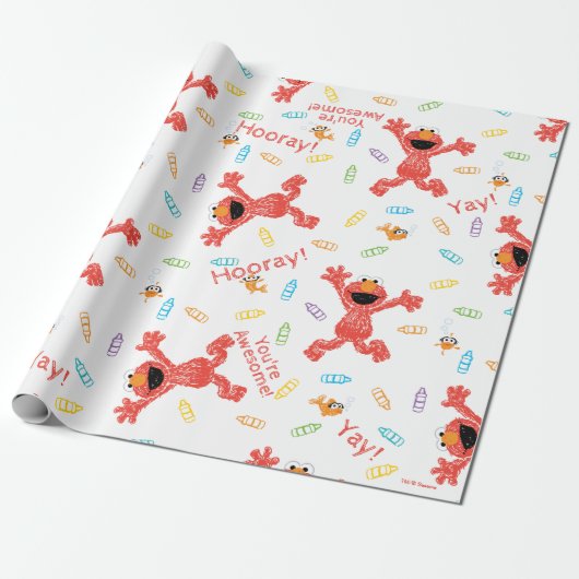 Elmo Crayon Pattern Cadeaupapier (Uitgerold)