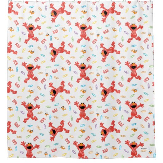 Elmo Crayon Pattern Douchegordijn (Voorkant)