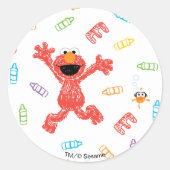 Elmo Crayon Pattern Ronde Sticker (Voorkant)