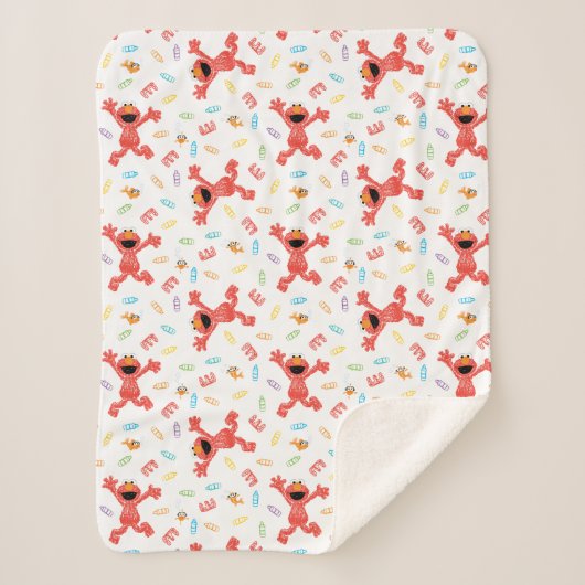 Elmo Crayon Pattern Sherpa Deken (Voorkant)