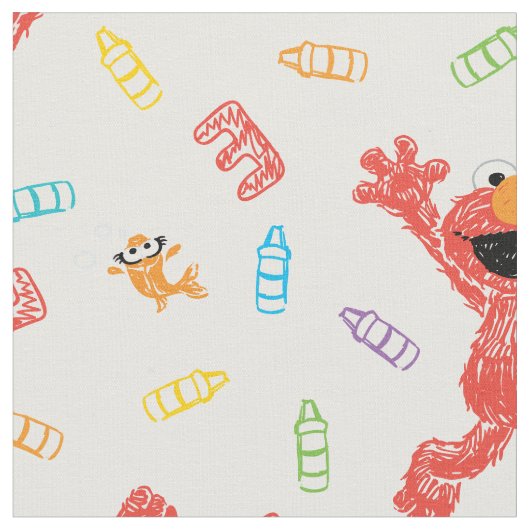 Elmo Crayon Pattern Stof (Close Up)