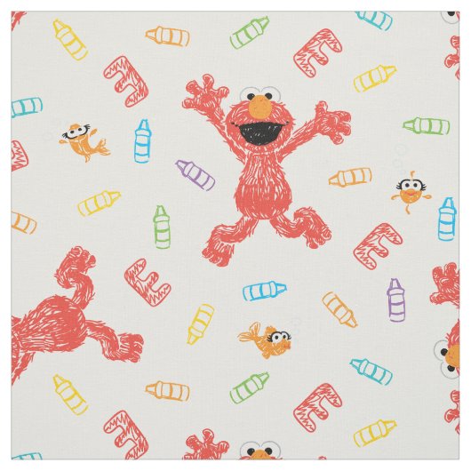 Elmo Crayon Pattern Stof (Swatch)
