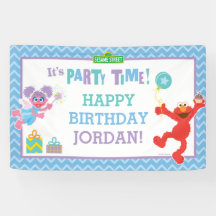 Elmo en Abby Birthday Banner