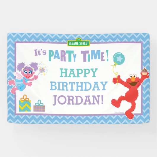 Elmo en Abby Birthday Banner (Horizontaal)