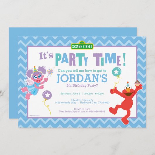 Elmo en Abby Verjaardag Kaart (Voorkant / Achterkant)