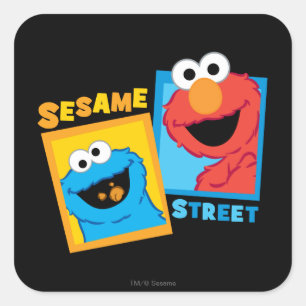 Elmo en Cookie Monster Friends Vierkante Sticker