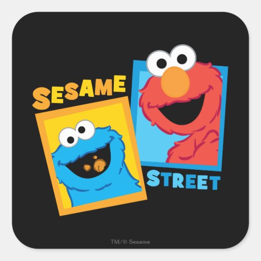 Elmo en Cookie Monster Friends Vierkante Sticker (Voorkant)