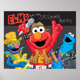 Elmo en de Sesame Band Rock Poster
