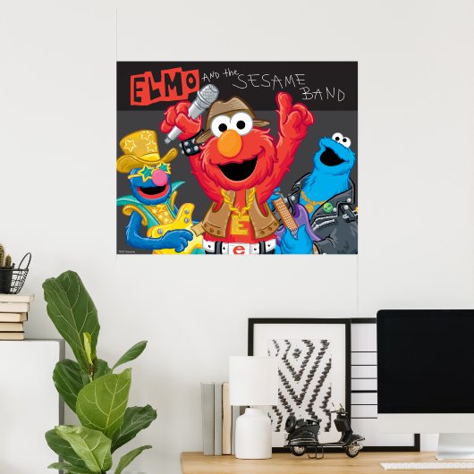 Elmo en de Sesame Band Rock Poster (Thuiskantoor)
