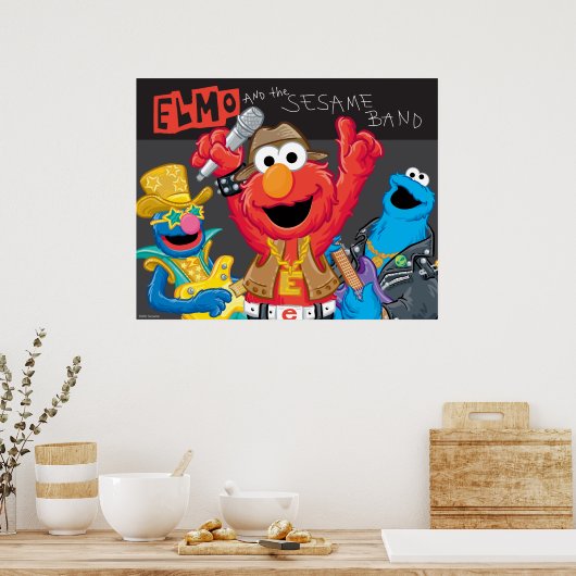 Elmo en de Sesame Band Rock Poster (Keuken)
