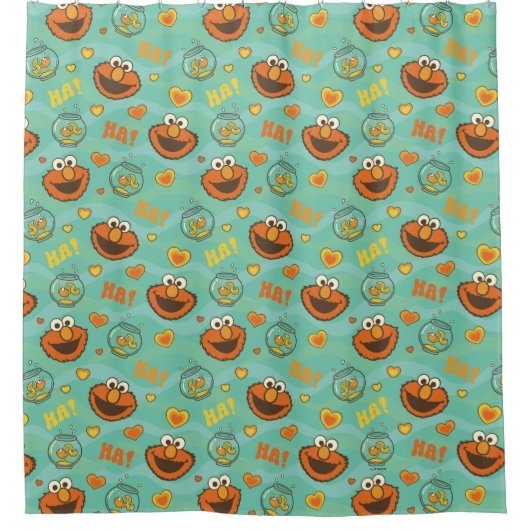 Elmo en Goldfish Pattern Douchegordijn (Voorkant)