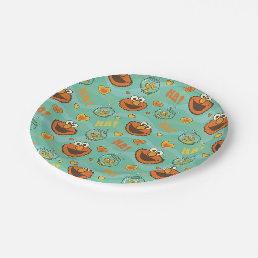 Elmo en Goldfish Pattern Papieren Bordje (Gekanteld)