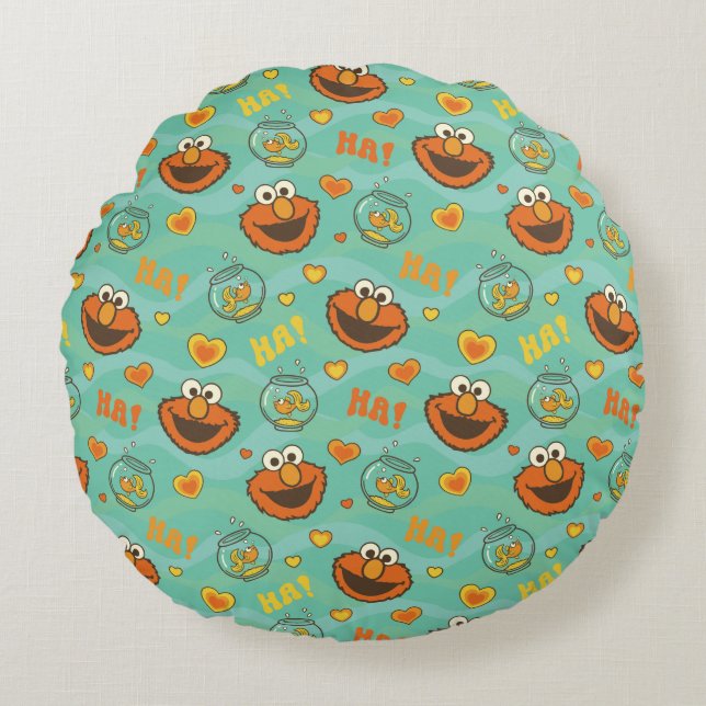 Elmo en Goldfish Pattern Rond Kussen (Voorkant)