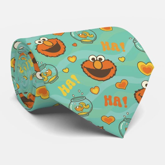 Elmo en Goldfish Pattern Stropdas (Opgerold)