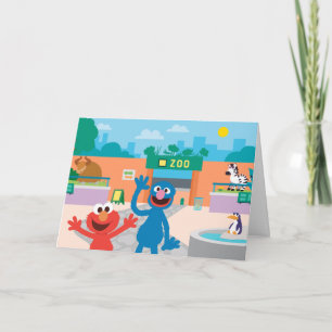 Elmo en Grover   Zoo Scene Kaart