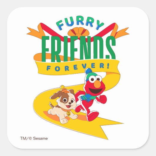 Elmo en Tango | Furry Friends Forever Vierkante Sticker (Voorkant)