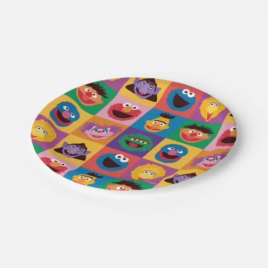 Elmo en vrienden inpakpapier papieren bordje (Gekanteld)