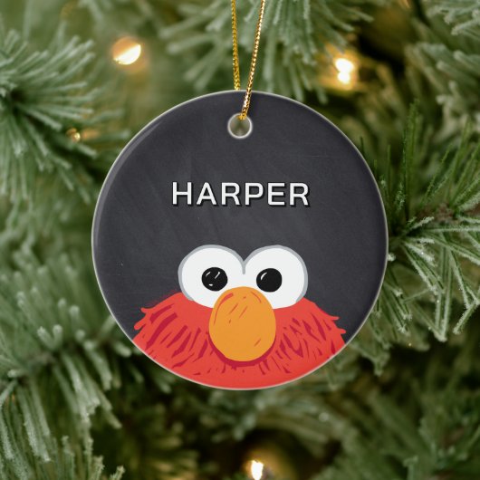 Elmo Face Chalkboard | Customized Name & Photo Keramisch Ornament (Boom)