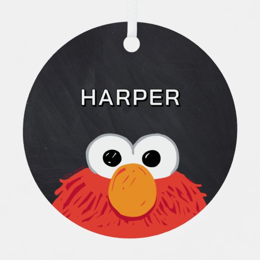 Elmo Face Chalkboard | Customized Name & Photo Metalen Ornament (Voorkant)