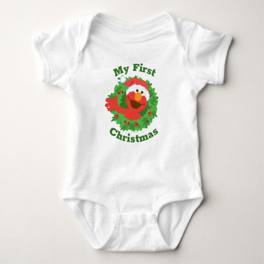 Elmo First Kerstmis Wreath Romper (Voorkant)