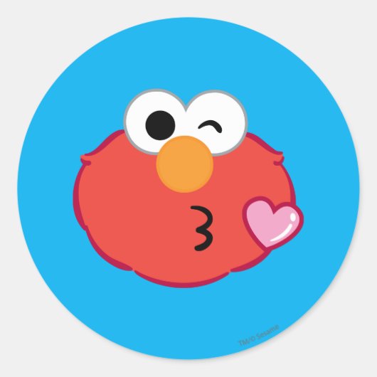 Elmo gezicht stuurt een kus ronde sticker (Voorkant)