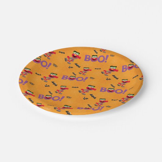 Elmo | Halloween Boo Pattern Papieren Bordje (Gekanteld)