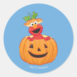 Elmo   Halloween Jack-O-Lantern Ronde Sticker