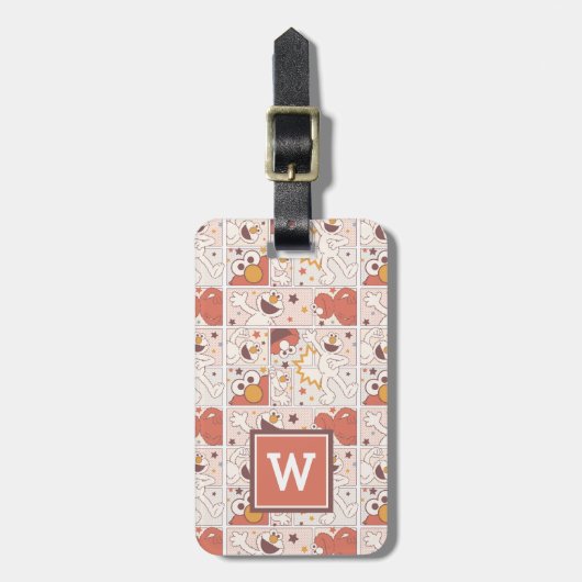 Elmo | Happy Little Monster Comic Pattern Bagagelabel (Voorkant verticaal)