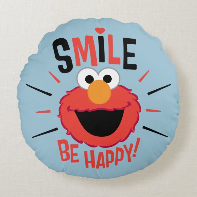 Elmo Happy Smile Rond Kussen (Voorkant)