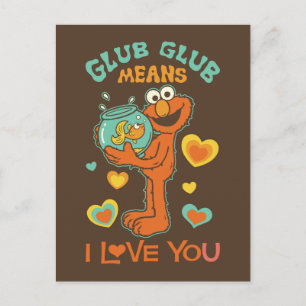 Elmo Holding zijn Pet Goldfish Briefkaart