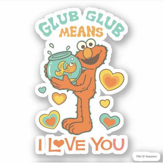 Elmo Holding zijn Pet Goldfish Sticker (Voorkant)