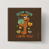 Elmo Holding zijn Pet Goldfish Vierkante Button 5,1 Cm (Voorkant)