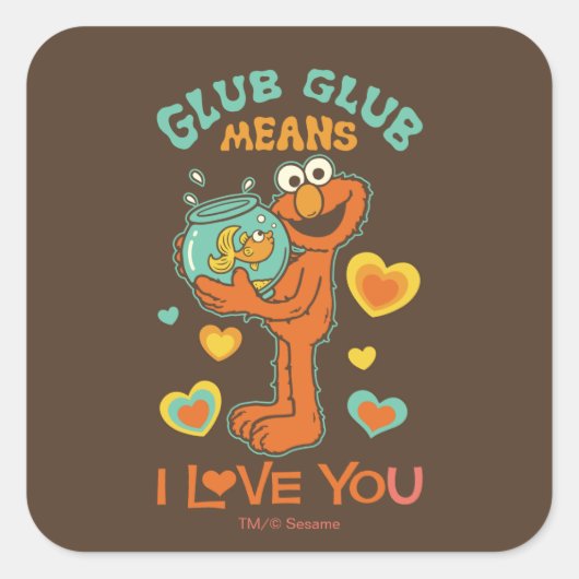 Elmo Holding zijn Pet Goldfish Vierkante Sticker (Voorkant)