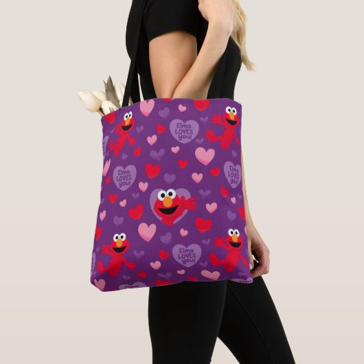 Elmo houdt van je Valentijnsdag Tote Bag (Dichtbij)