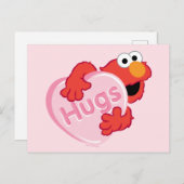 Elmo "Hugs" Valentijn Heart Snoep Briefkaart (Voorkant / Achterkant)