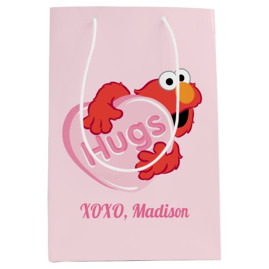 Elmo "Hugs" Valentijn Heart Snoep Medium Cadeauzakje (Voorkant)