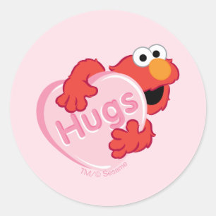 Elmo "Hugs" Valentijn Heart Snoep Ronde Sticker