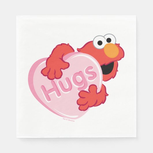 Elmo "Hugs" Valentijn Heart Snoep Servet (Voorkant)