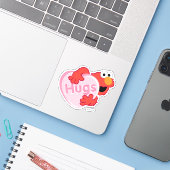 Elmo "Hugs" Valentijn Heart Snoep Sticker (Laptop met iPhone)