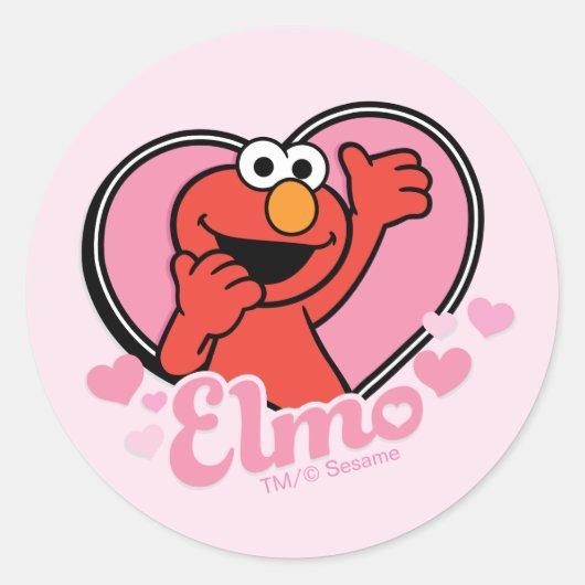 Elmo in Hart Valentijnsdag Ronde Sticker (Voorkant)