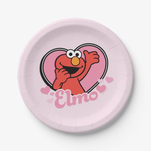 Elmo in Heart Valentijn Papieren Bordje (Voorkant)