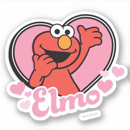 Elmo in Heart Valentijn Sticker (Voorkant)