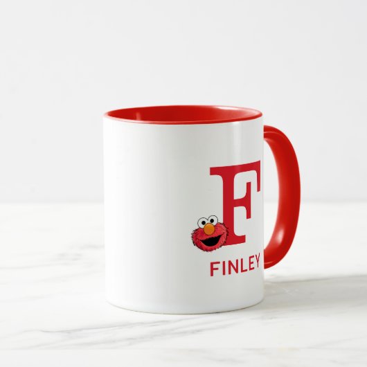 Elmo Jouw naam toevoegen & Monogram F Mok (Voorkant rechts)