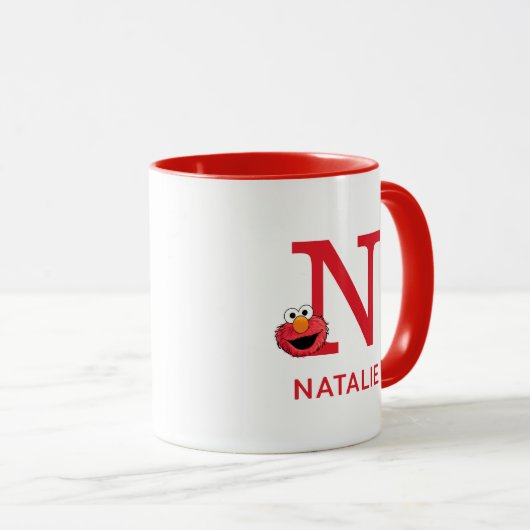 Elmo Jouw naam toevoegen & Monogram N Mok (Voorkant rechts)