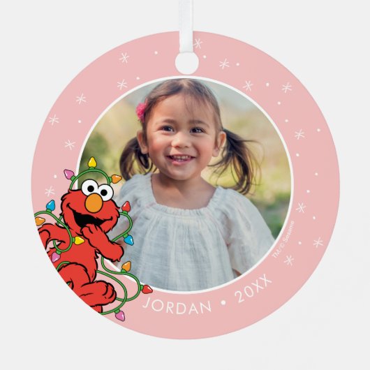 Elmo kerstlampjes | Persoonlijke naam en foto Metalen Ornament (Achterkant)