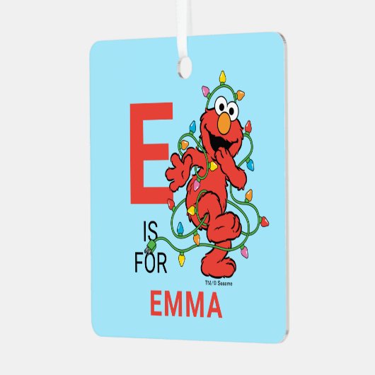 Elmo kerstlampjes | Persoonlijke naam en foto Metalen Ornament (Voorkant links)