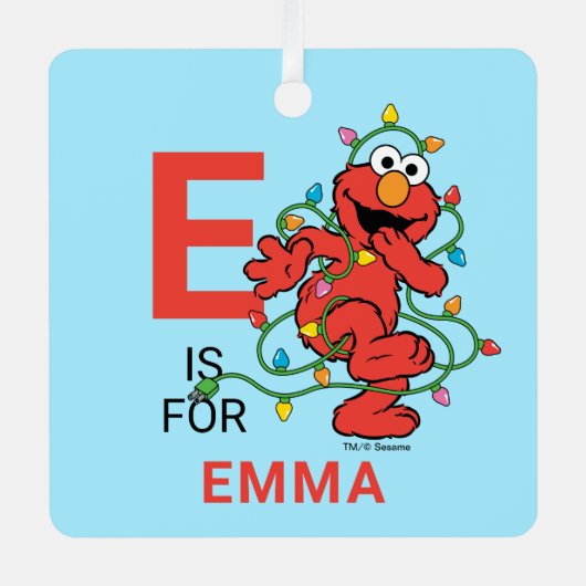 Elmo kerstlampjes | Persoonlijke naam en foto Metalen Ornament (Voorkant)