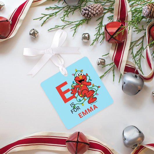 Elmo kerstlampjes | Persoonlijke naam en foto Metalen Ornament