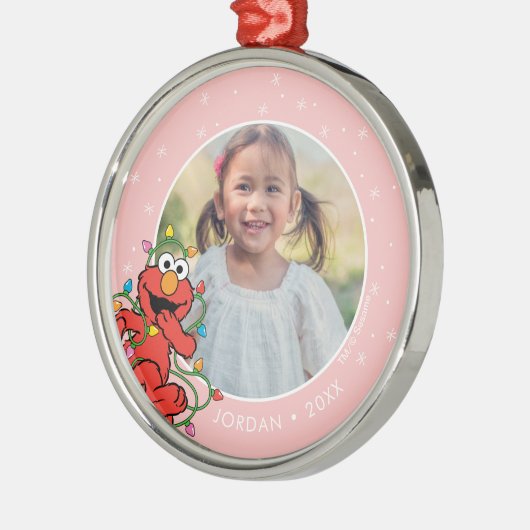Elmo kerstlampjes | Persoonlijke naam en foto Metalen Ornament (Links)